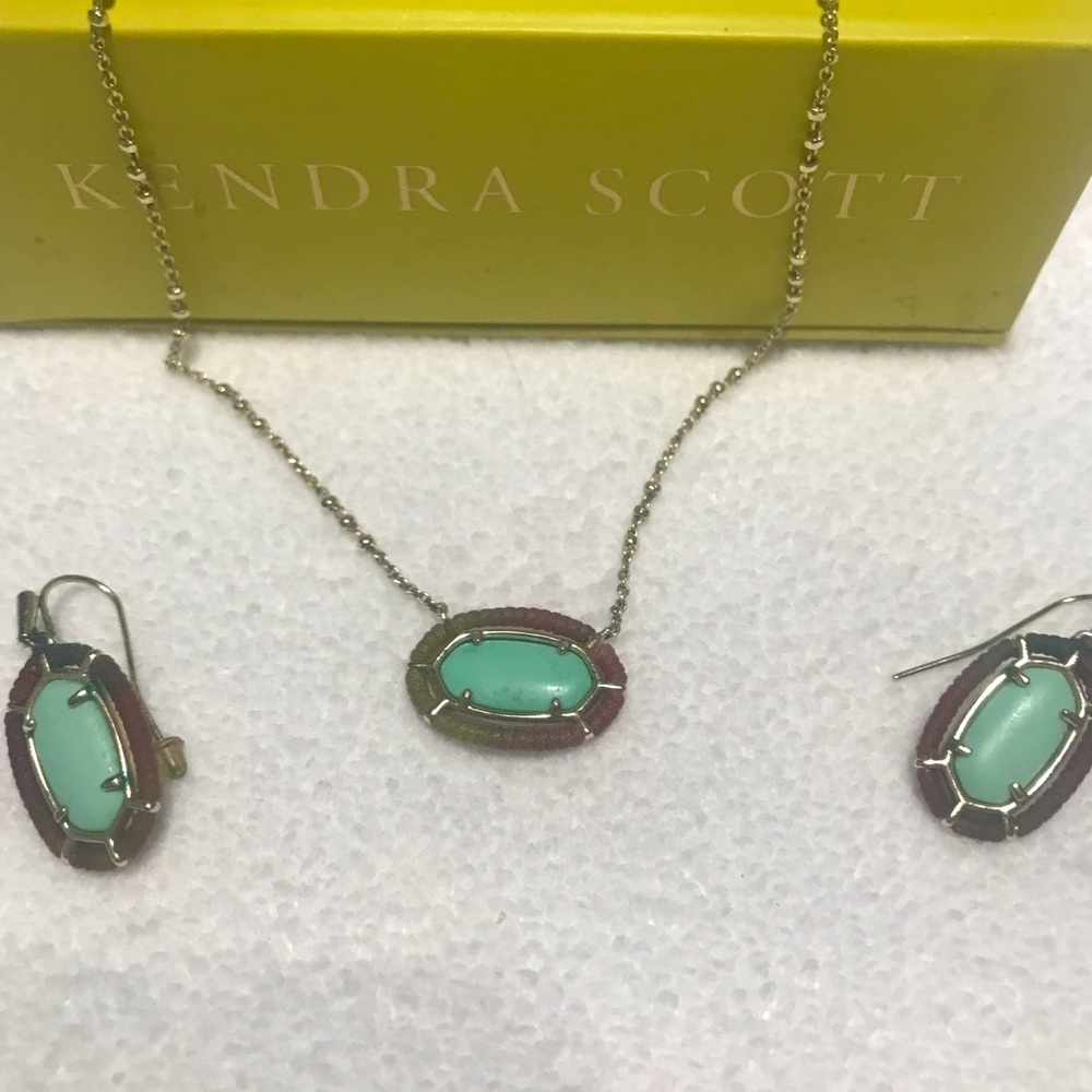 Kendra Scott Silver and Green Jewelry Set